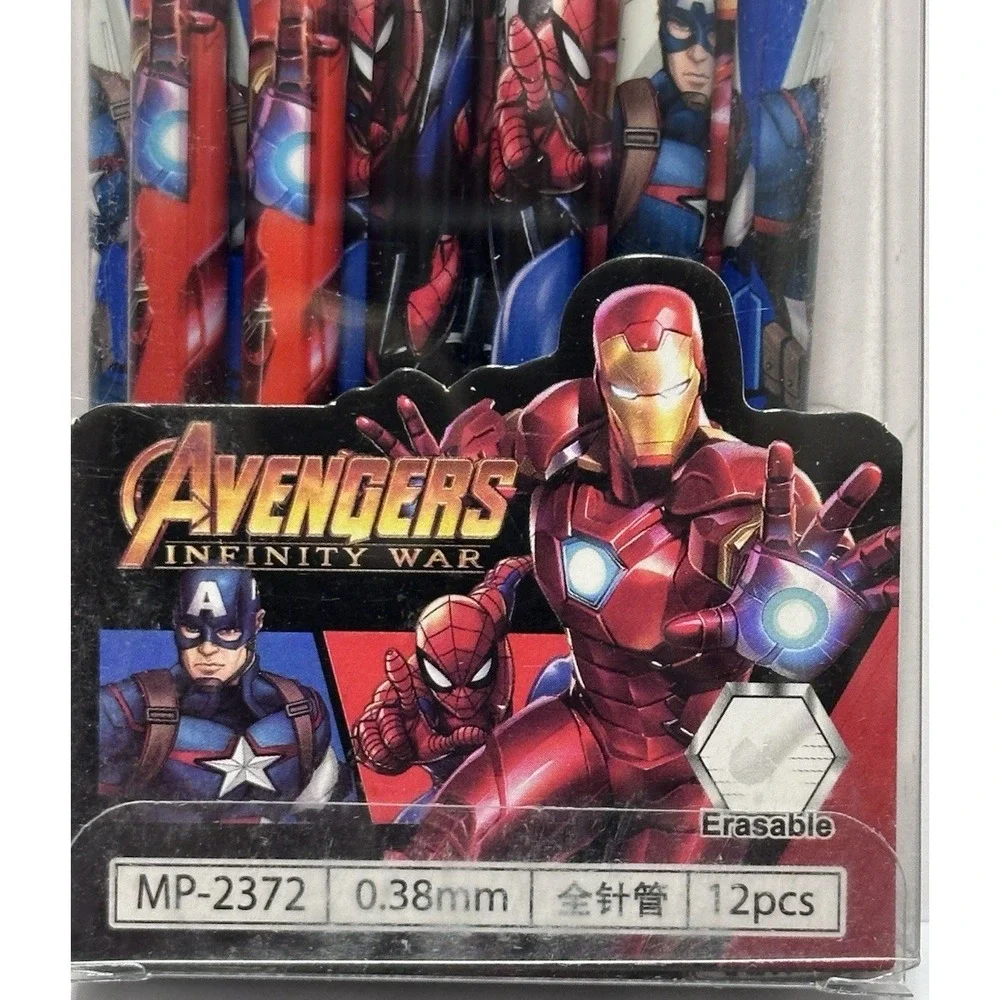 Avengers: Erasable Gel Pen set Infinity War 12 pieces of .38mm fine tip blue ink